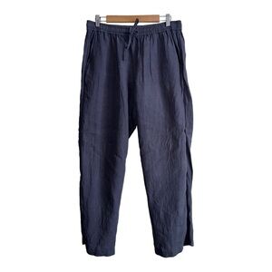 VIKOLINO Pant Women Gray Linen Straight Leg Pull On Elastic Ankle Pants